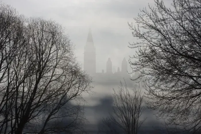 Framed Print : Canada, Ontario, Ottawa. Parliament Buildings seen between trees and ice fog on Ottawa River Framed Print : Canada, Ontario, Ottawa. Parliament Buildings seen between trees and ice fog on Ottawa River