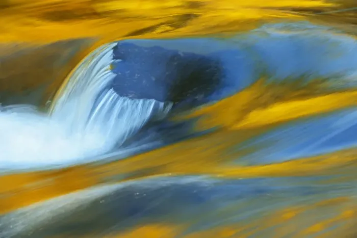 Framed Print : Canada, Ontario, Rushing River Provincial Park. Rock and autumn colors reflected in Rushing River