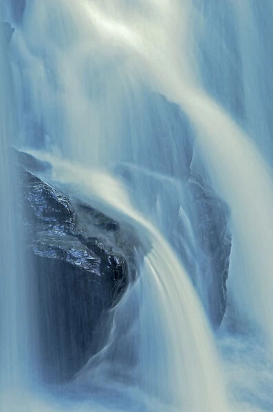 Canada, Ontario. Detail of water falling over rocks at Raleigh Falls. Credit as