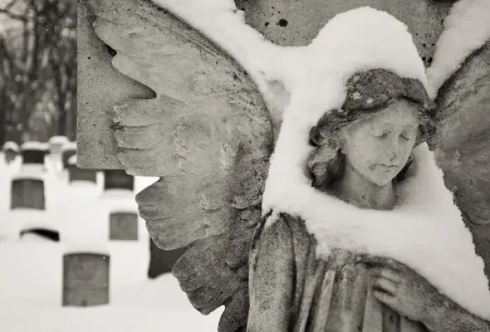 Framed Print : Canada, Ottawa, Beechwood Cemetery. Snow-covered stone angel Framed Print : Canada, Ottawa, Beechwood Cemetery. Snow-covered stone angel
