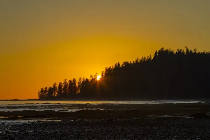 Framed Print : Canada, Pacific Rim National Park Reserve; West Coast Trail, Sunset, from Darling Framed Print : Canada, Pacific Rim National Park Reserve; West Coast Trail, Sunset, from Darling