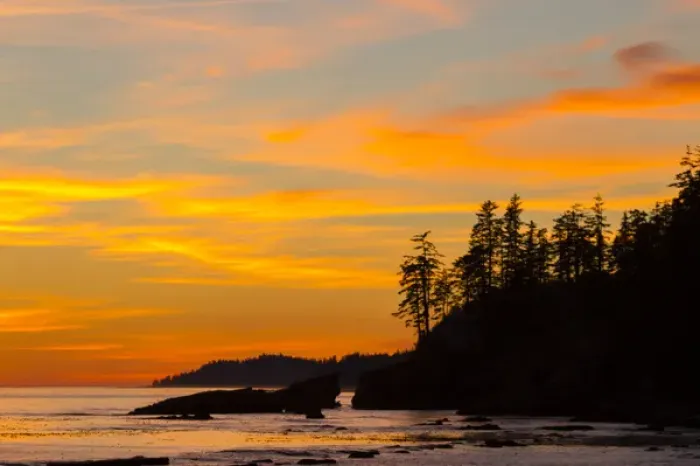 Framed Print : Canada, Pacific Rim National Park Reserve; West Coast Trail, Sunset, from Tsusiat