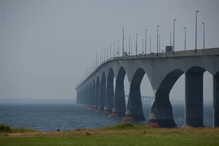 Framed Print : Canada, Prince Edward Island. Confederation Bridge over Northumberland Strait