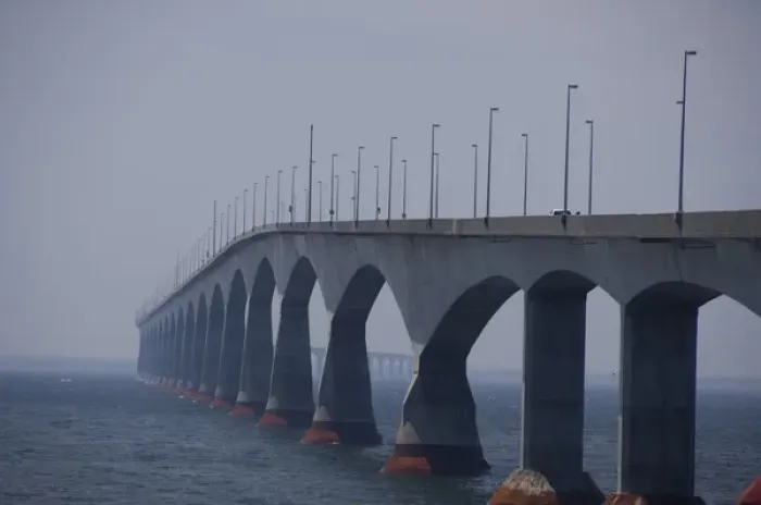 Framed Print : Canada, Prince Edward Island. Confederation Bridge over Northumberland Strait