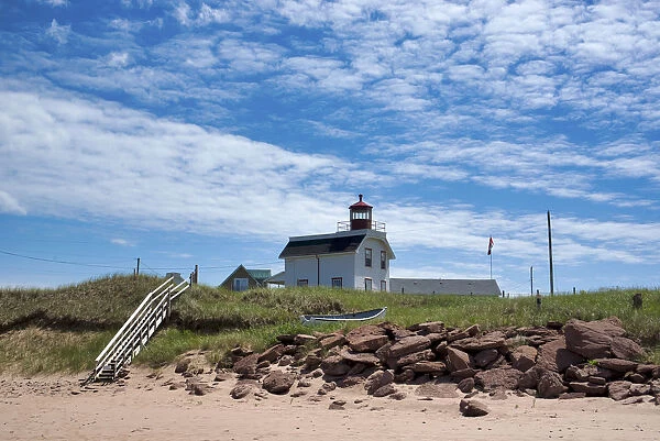 Canada, Prince Edward Island. Cousins Shore Beach, lighthouse