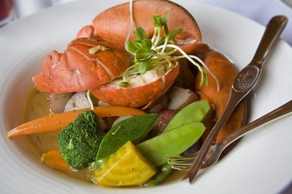 Canada, Prince Edward Island, Dalvay-by-the-sea. Lobster dish at the Dalvay-by-the-sea Historic Inn