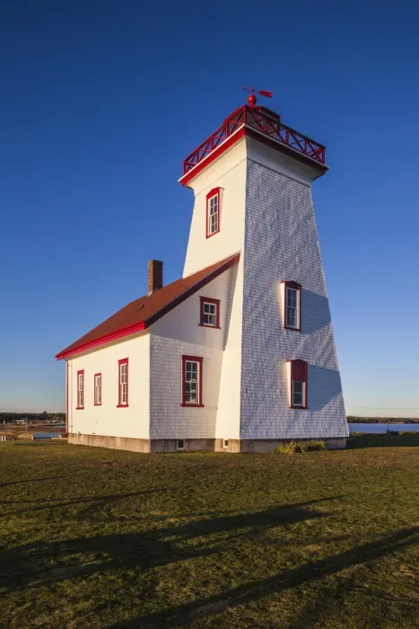Framed Print : Canada, Prince Edward Island, Wood Islands Lighthouse at sunset