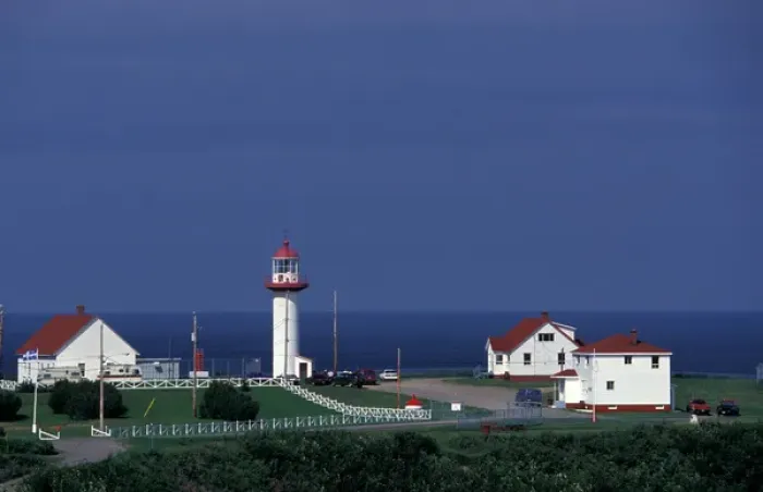 Framed Print : Canada, Quebec, Gaspe. Lighthouse, Sainte-Madelaine-de-la-Riviere-Madelaine