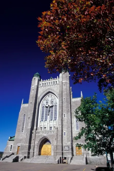 Framed Print : Canada, Quebec, Gaspe. Sherbrooke, Gothic Revival Cathedral (b. 1958), Napolean Audet