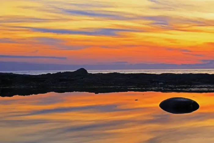 Framed Print : Canada, Quebec, Gulf of St. Lawrence. Reflection on water at sunset Framed Print : Canada, Quebec, Gulf of St. Lawrence. Reflection on water at sunset
