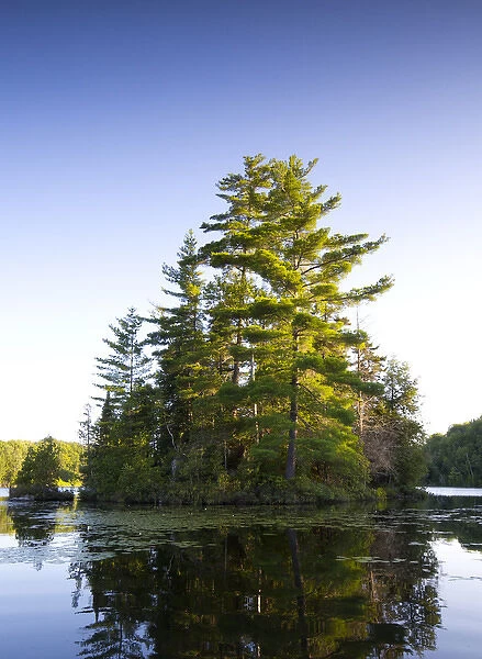 Canada, Quebec. Island on Lake Long Pond