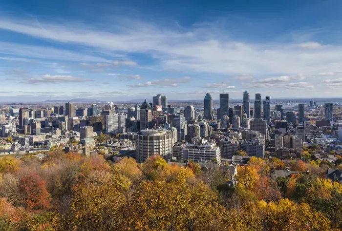 Framed Print : Canada, Quebec, Montreal. Elevated city skyline from Mount Royal