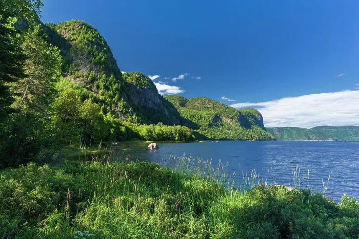 Framed Print : Canada, Quebec, Parc National du Fjord-du-Saguenay. Forested cliffs along the Saguenay River Framed Print : Canada, Quebec, Parc National du Fjord-du-Saguenay. Forested cliffs along the Saguenay River