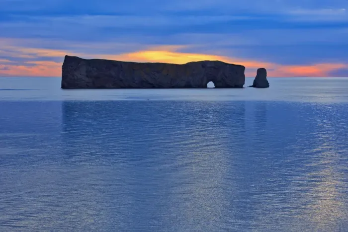 Framed Print : Canada, Quebec, Perce. Perce Rock in Atlantic Ocean at sunset Framed Print : Canada, Quebec, Perce. Perce Rock in Atlantic Ocean at sunset