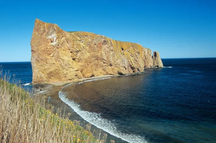 Framed Print : Canada, Quebec, Perce. Perce Rock on Gaspe Peninsula Framed Print : Canada, Quebec, Perce. Perce Rock on Gaspe Peninsula