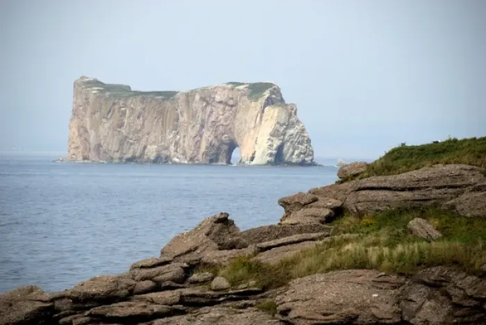 Framed Print : Canada, Quebec, Perce. View of Perced Rock from Bonaventure Island, National Park Framed Print : Canada, Quebec, Perce. View of Perced Rock from Bonaventure Island, National Park