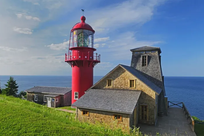 Framed Print : Canada, Quebec, Pointe-a-la-Renommee. Lighthouse on Gulf of St. Lawrence. Credit as Framed Print : Canada, Quebec, Pointe-a-la-Renommee. Lighthouse on Gulf of St. Lawrence. Credit as