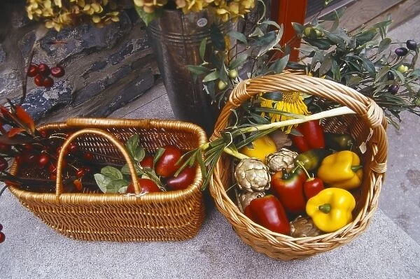 Canada, Quebec, Quebec City, baskets of fresh produce