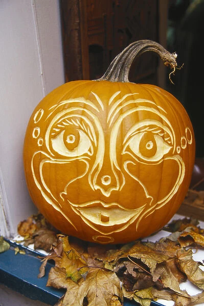 Canada, Quebec, Quebec City, carved Halloween pumpkin