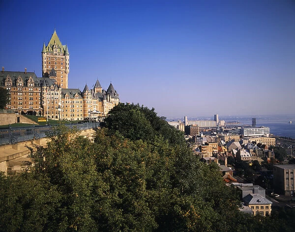 Canada, Quebec, Quebec City, Chateau Frontenac Hotel with Quebec city