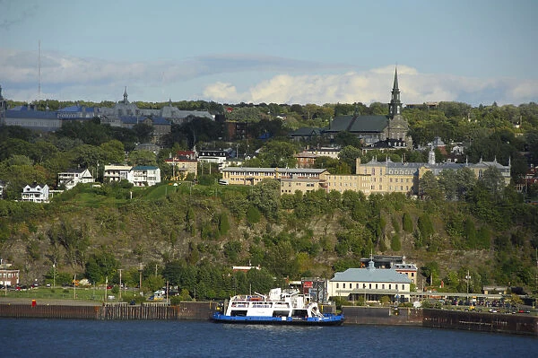 Canada, Quebec, Quebec City. Local ferry on the St. Lawrence river, port area. IMAGE RESTRICTED