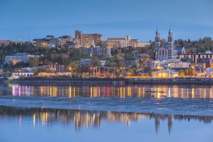 Framed Print : Canada, Quebec, Saguenay-Chicoutimi. Skyline by the Saguenay River Framed Print : Canada, Quebec, Saguenay-Chicoutimi. Skyline by the Saguenay River