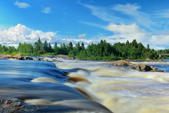 Framed Print : Canada, Quebec, Saint-Felicien. Chutes a Michel on Ashuapmushuan River. Credit as Framed Print : Canada, Quebec, Saint-Felicien. Chutes a Michel on Ashuapmushuan River. Credit as
