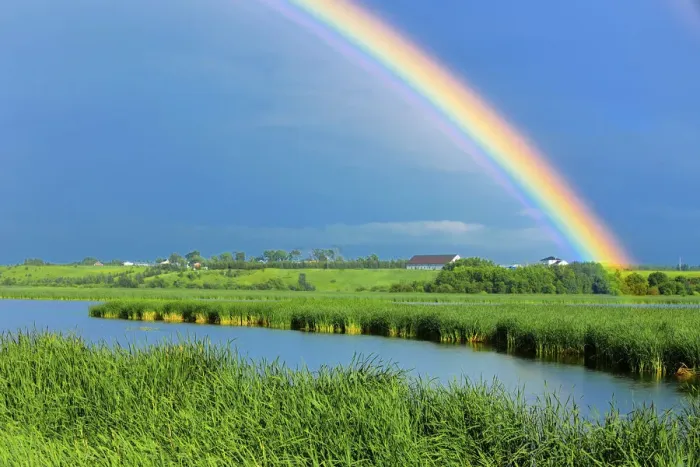 Framed Print : Canada, Quebec, St. Gedeon. Rainbow and barn after storm Framed Print : Canada, Quebec, St. Gedeon. Rainbow and barn after storm