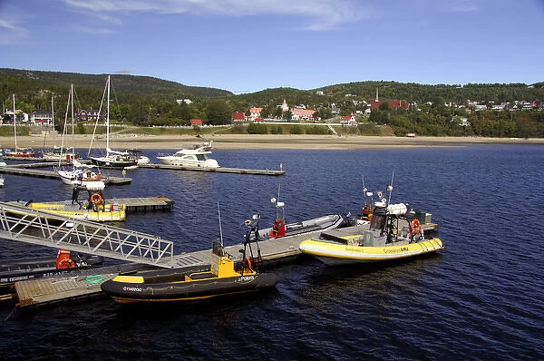 Canada, Quebec, Tadoussac, Baie de Tadoussac. Whale watching boats. IMAGE RESTRICTED