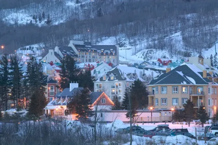 Framed Print : Canada-Quebec-The Laurentians: Mont Tremblant Ski Village-Ski Village View / Evening Framed Print : Canada-Quebec-The Laurentians: Mont Tremblant Ski Village-Ski Village View / Evening