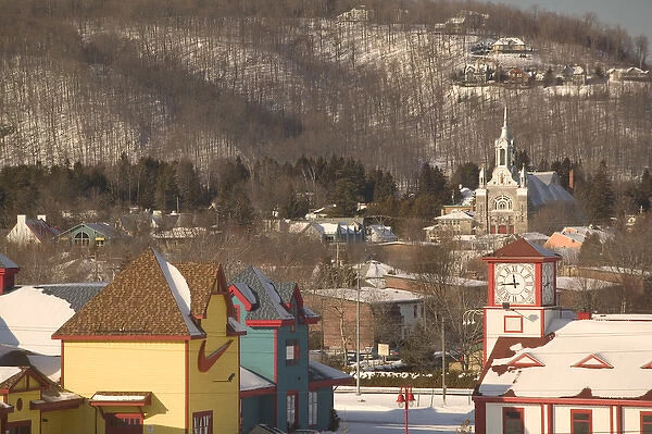 Canada-Quebec-The Laurentians: St. Sauveur des Monts-Town Church from Shopping Village