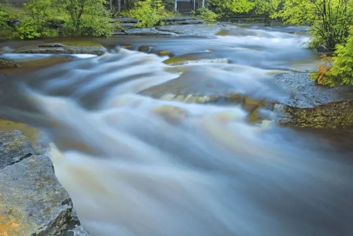 Framed Print : Canada, Quebec, Val-Jalbert. Ouiatchouan River rapids