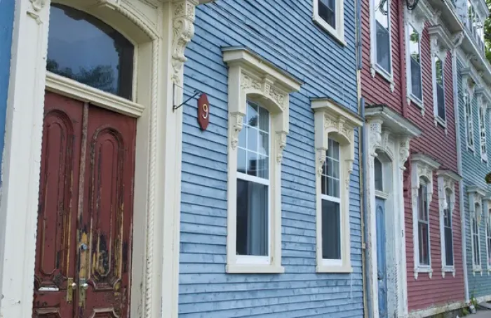 Framed Print : Canada Saint John New Brunswick old homes and doorways of wood Victorian houses
