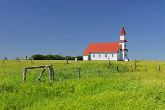 Framed Print : Canada, Saskatchewan. St. Martins Roman Catholic Church in prairie. Credit as Framed Print : Canada, Saskatchewan. St. Martins Roman Catholic Church in prairie. Credit as