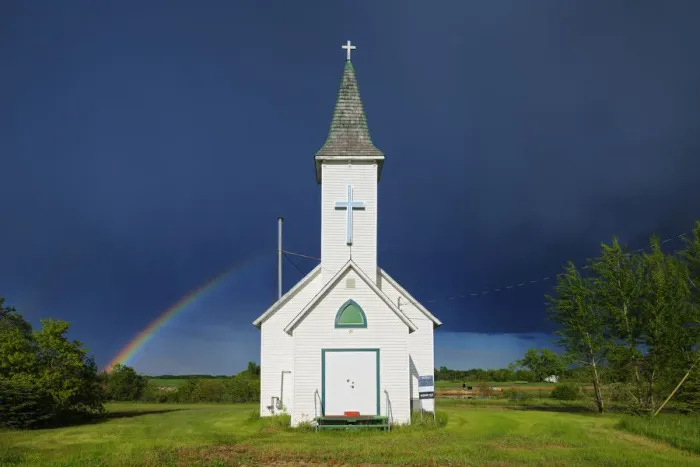 Framed Print : Canada, Saskatchewan, Wroxton. Rainbow and Bethel Lutheran Church Framed Print : Canada, Saskatchewan, Wroxton. Rainbow and Bethel Lutheran Church