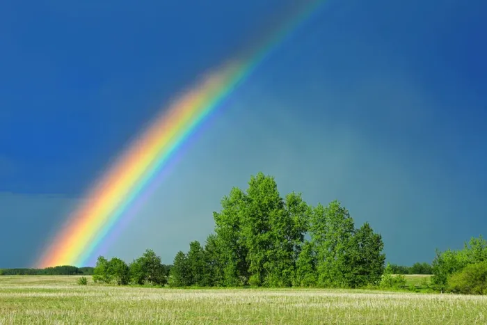 Framed Print : Canada, Saskatchewan, Wroxton. Rainbow over grassland