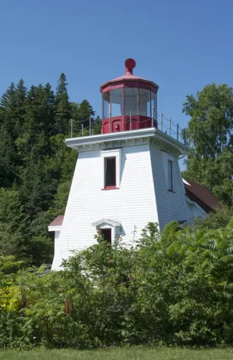 Framed Print : Canada St Martins New Brunswick white tourist lighthouse in small fishing and lobster