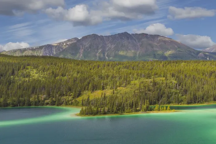 Framed Print : Canada, Yukon Territory, Emerald Lake north of Carcross Credit as: Don Paulson / Framed Print : Canada, Yukon Territory, Emerald Lake north of Carcross Credit as: Don Paulson /