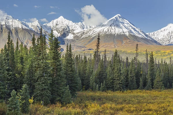 Canada, Yukon Territory, Kluane National Park. Landscape with St. Elias Range. Credit as