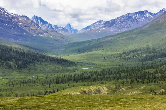 Framed Print : Canada, Yukon Territory. Landscape of Tombstone Range and North Klondike River. Credit as