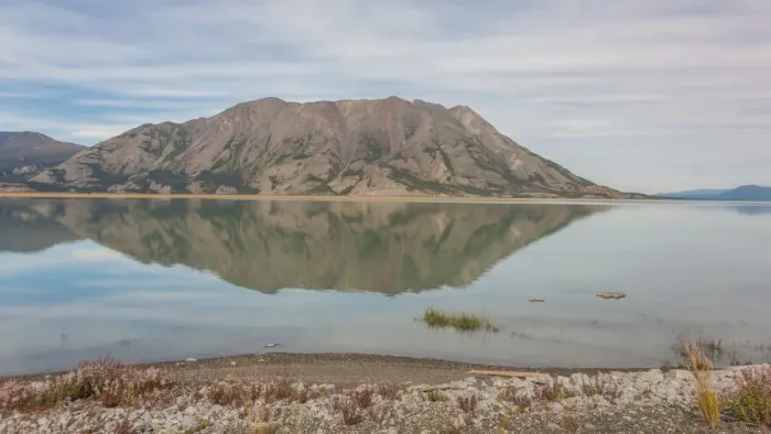 Framed Print : Canada, Yukon. Still water of Lake Kluane reflects Sheep Mountain on the Alaska Highway Framed Print : Canada, Yukon. Still water of Lake Kluane reflects Sheep Mountain on the Alaska Highway
