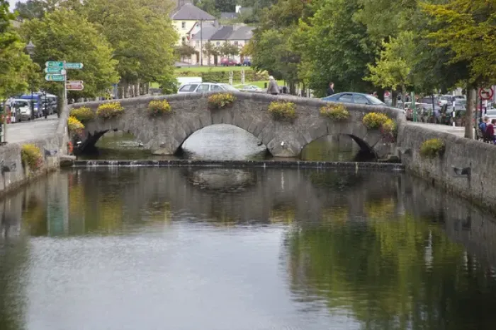 Framed Print : Canal, Bridge, Westport, Ireland, Flowers