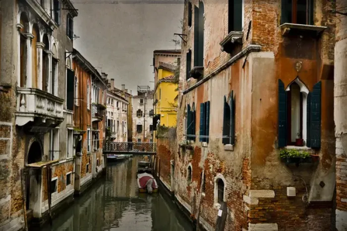 Framed Print : Canal and Bridges with boats Venice Italy Framed Print : Canal and Bridges with boats Venice Italy