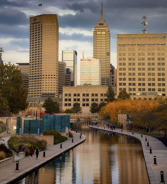 Canal with downtown view, White River State Park, Indianapolis, Indiana, USA