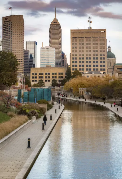 Framed Print : Canal with downtown view, White River State Park, Indianapolis, Indiana, USA Framed Print : Canal with downtown view, White River State Park, Indianapolis, Indiana, USA