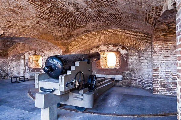 Cannon battery at Historic Fort Sumter National Monument, Charleston, South Carolina