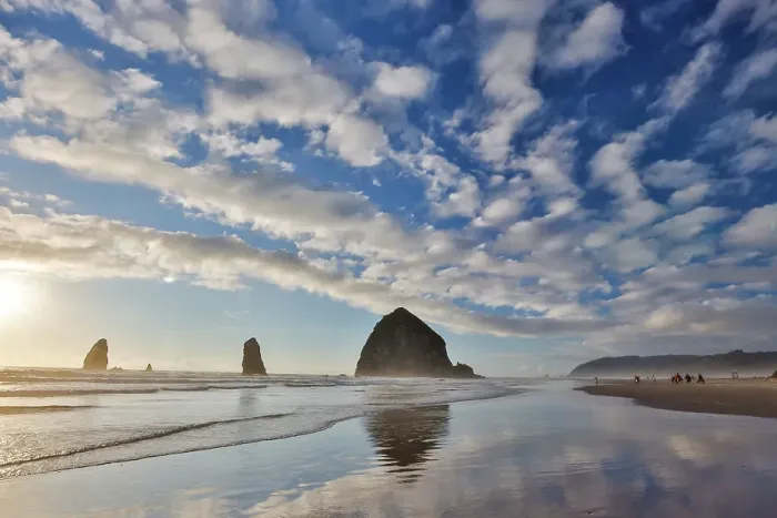 Framed Print : Cannon Beach and Haystack Rock evening light