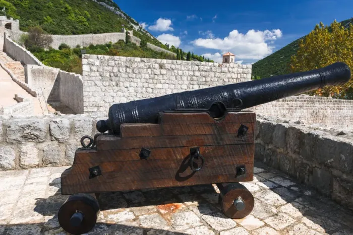 Framed Print : Cannon on the Great Wall, Ston, Dalmatian Coast, Croatia
