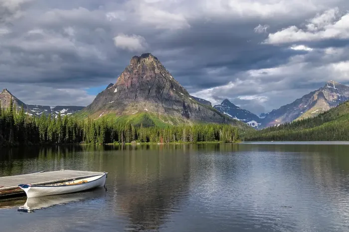 Framed Print : Canoe along Two Medicine Lake in Glacier National Park, Montana, USA. (Editorial Use Only) Framed Print : Canoe along Two Medicine Lake in Glacier National Park, Montana, USA. (Editorial Use Only)