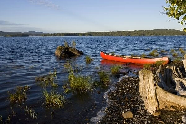 Canoeing on Maines Brassua Lake. Near Moosehead Lake, owned by Plum Creek